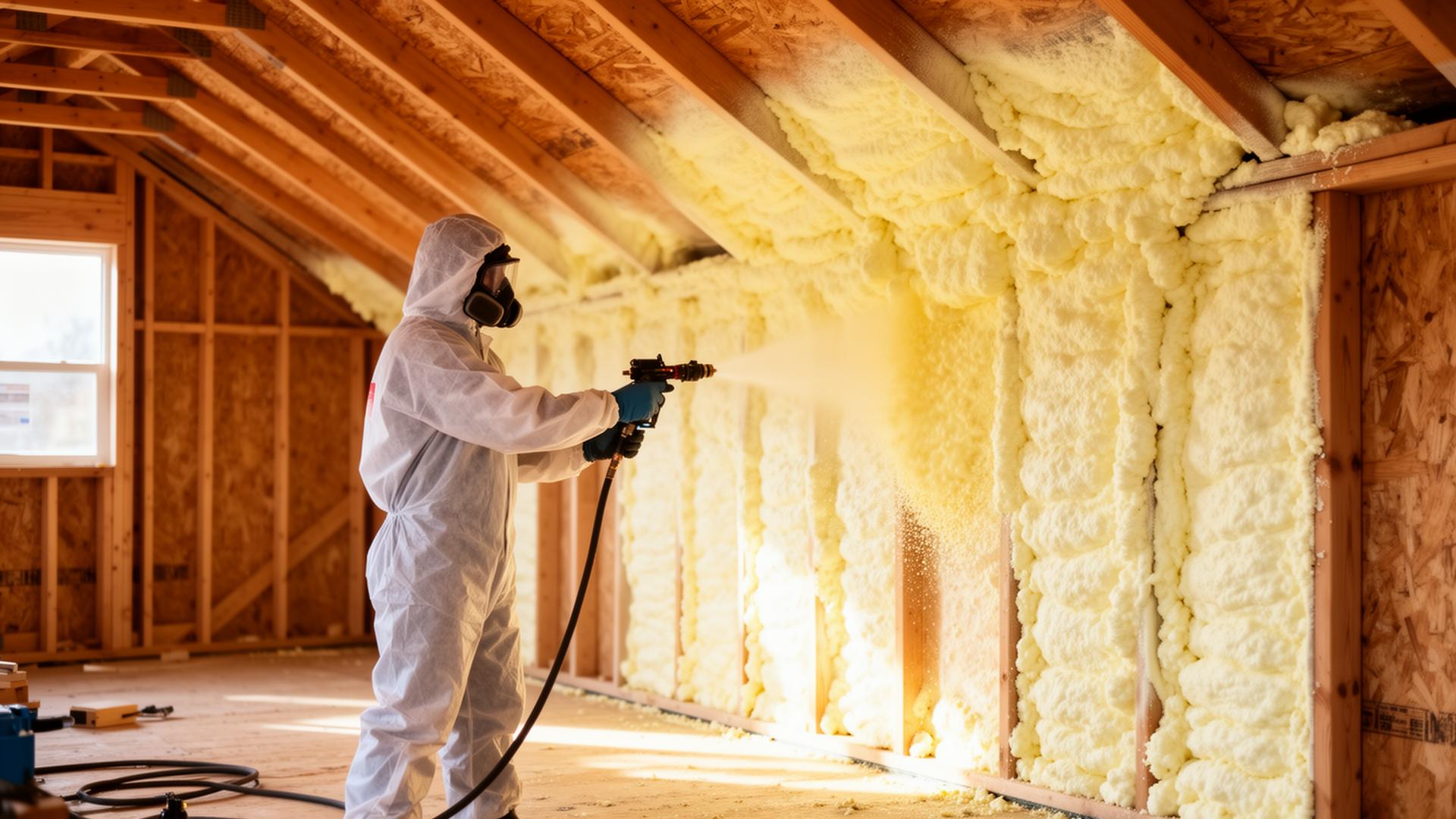 Spray foam insulation being applied in a Mountain Home, Arkansas attic